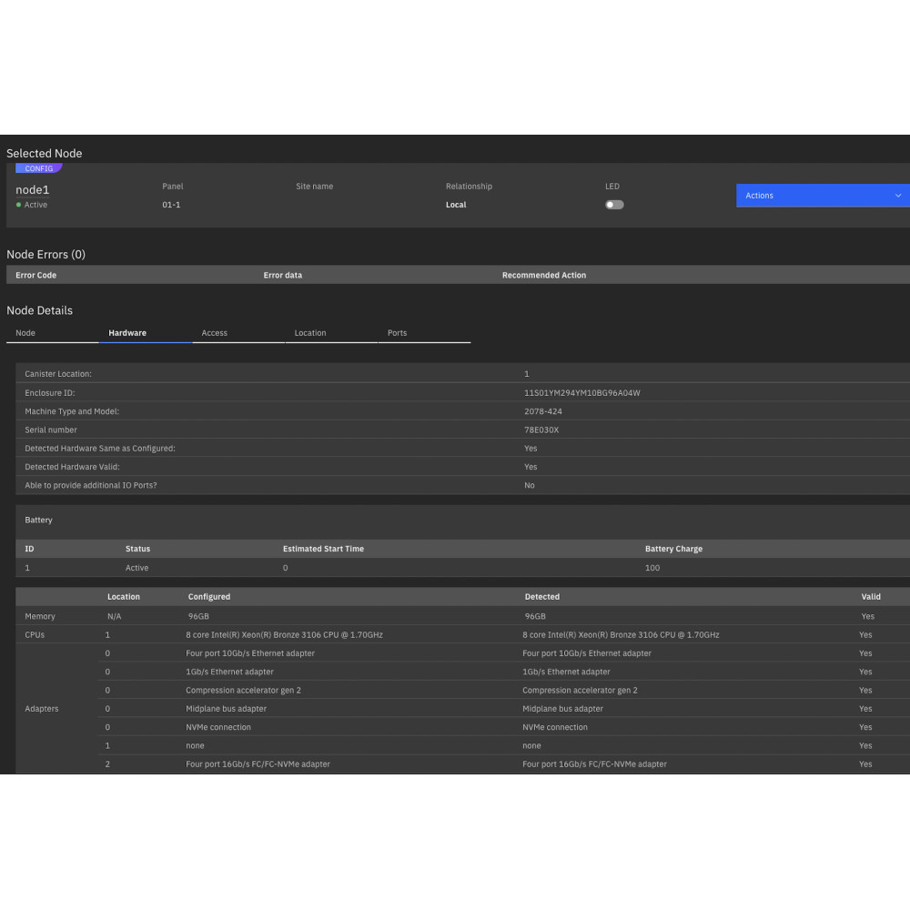 2078-424 IBM STORWIZE V5100 2U 24 BAY NVME CONTROL ENCLOSURE 84.4TB